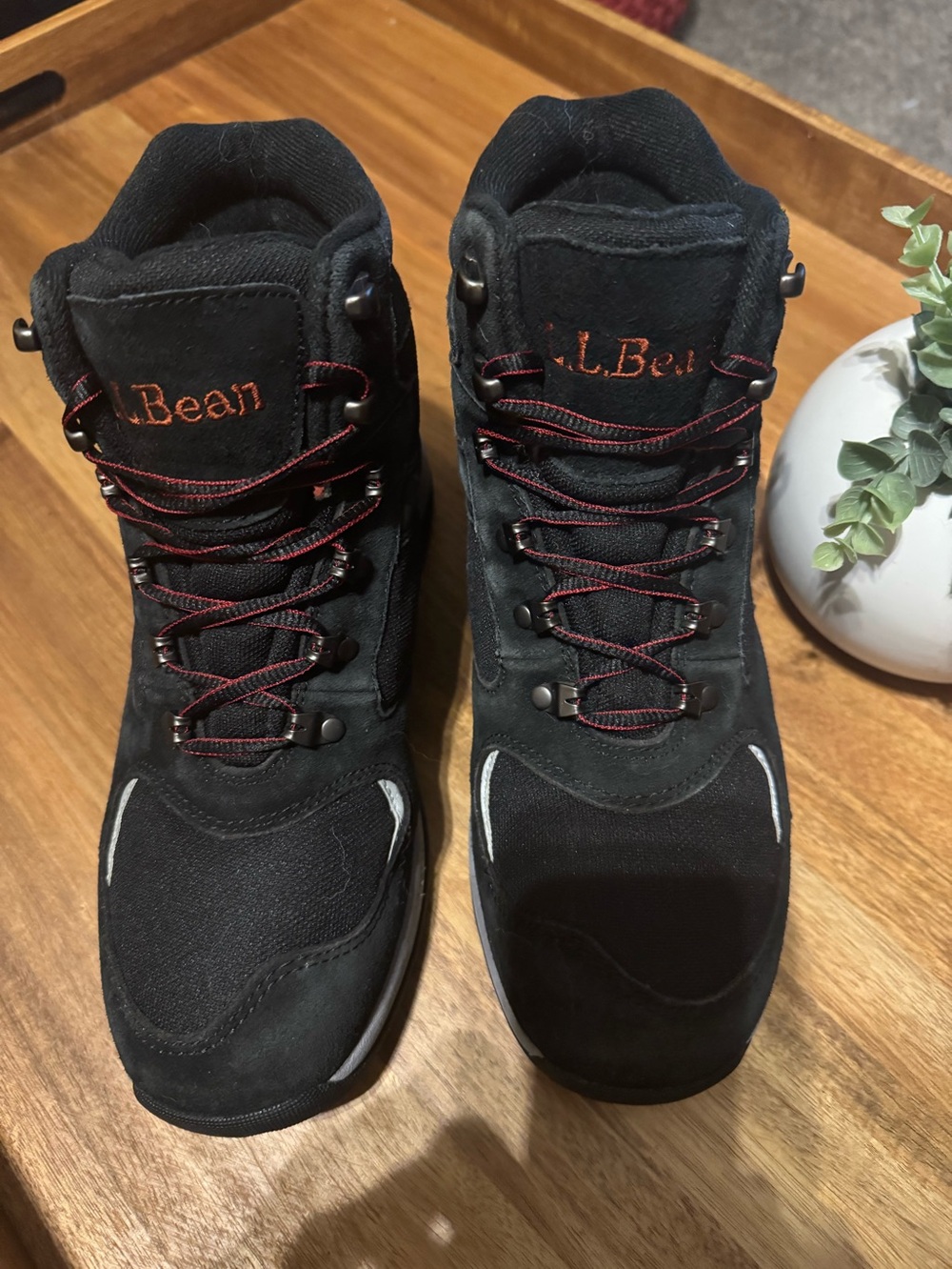 L.L. Bean Women’s Black and Red Lace-Up Hiking Boots
